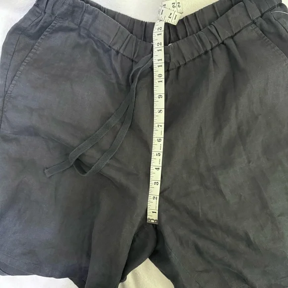 Eileen Fisher Organic Linen Drawstring Shorts Black Size Large - Picture 9 of 12